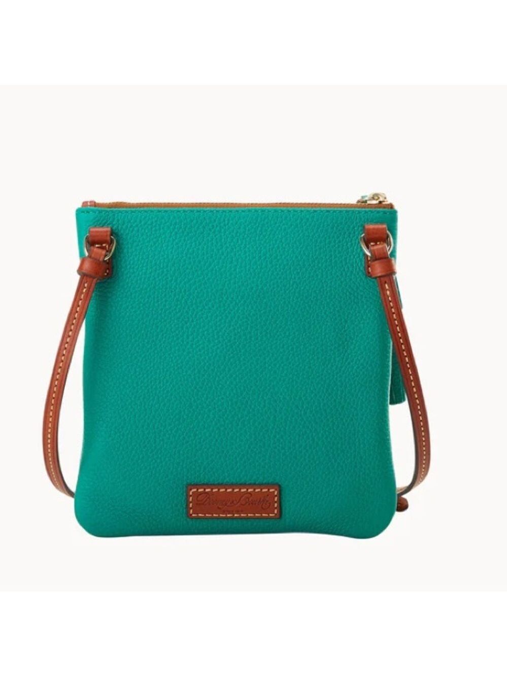 New York Jets Dooney & Bourke 3 Zip Pebbled Leather Crossbody Bag Jade $178 NWT - Picture 2 of 8
